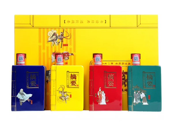 抚顺摘要酒回收摘要四大名著礼盒装53度200ml*4瓶贵州金沙回沙酒